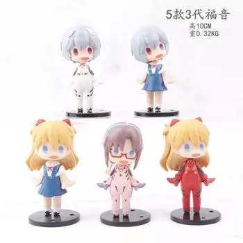 Евангелион Мини ПВХ Чиби Рей Аска Игрушка Фигурка Модели Сюрприз Коллекционная