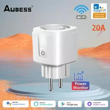 Ewelink Smart Wi-Fi вилки 20a пульт дистанционного управления умная розетка ЕС функция монитора мощности работает с Alexa Google Home 1pc