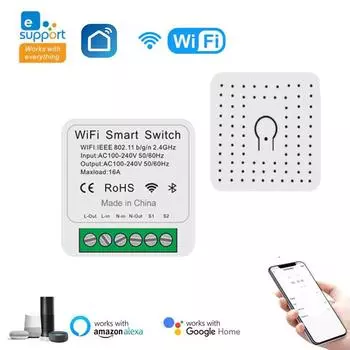 Ewelink Wifi 16a Mini Smart Switch 2-way Control Timer Wireless Switch Voice Control Smart Life App Work with Alexa Google Home 8 Keys Remote