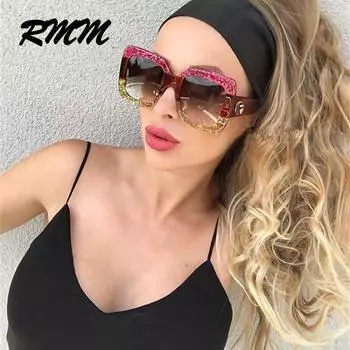 Евраамериканские винтажные женские солнцезащитные очки в большой оправе, многоугольные мужские и женские двухцветные солнцезащитные очки чёрный