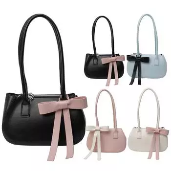 Евро-Американская шикарная сумка, трендовый дизайн с бантом, женские сумки подмышки, женская сумка из искусственной кожи, высококачественная контрастная маленькая сумка-хобо синий