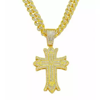Европа и Америка, перекрестный хип-хоп, крест, полный бриллиантовый кулон, индивидуальное ожерелье, хипстерские мужские подвески, подвески оптом