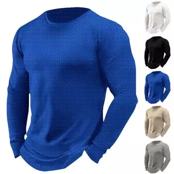 Европа и Америка, весенне-осенняя мужская футболка с круглым вырезом, повседневный трендовый топ L чёрный