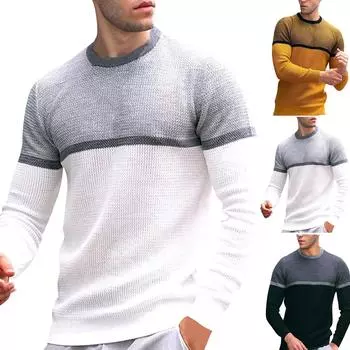 Европа и Америка, весенне-осенняя мужская футболка с круглым вырезом, повседневный трендовый топ L чёрный