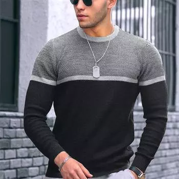 Европа и Америка, весенне-осенняя мужская футболка с круглым вырезом, повседневный трендовый топ S чёрный