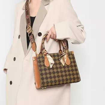 Европа и Соединенные Штаты Америки Ретро Лента Женская Сумка Буквы Цветочные Широкополосная Сумка Тоут Простая Сто Плечо Сумка Через Плечо PU