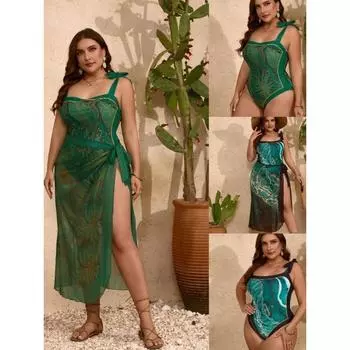 Европа и Соединенные Штаты Пляжный фартук из двух частей Купальник женский Плотный цельный сетчатый фартук от солнца L синий