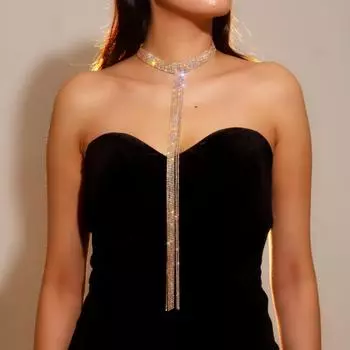 Европа и Соединенные Штаты Старший Чувство Супер Вспышки Полный Алмазной Кисточки Длинное Ожерелье Ожерелье Женская Мода Роскошь Стразы Ожерелье