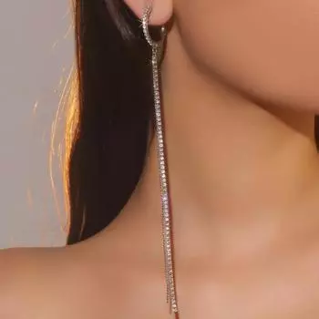 Европа и Соединенные Штаты Ветер 18 см Личность Преувеличенный Ультра-длинный Абзац Блестящие Бриллиантовые Серьги Женские Модные Дикие Серьги-Проволоки