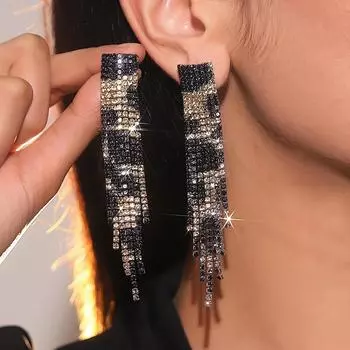 Европа и Соединенные Штаты Ветер Ретро Длинные Секции Кисточки Серьги Женские Пожилые Чувство Темперамента Стразы Серьги Леопард
