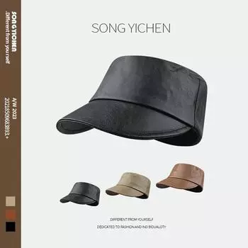 Европа и США 2024 новая кепка из искусственной кожи детская хипстерская кепка Xiaoxiang newsboy повседневная универсальная черная рыцарская шляпа M56-58cm хаки