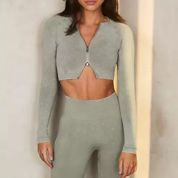 Европа и США Ins Yoga Wear с длинными рукавами и песком, ковбойские топы для йоги, бесшовные женские топы для йоги для фитнеса L синий