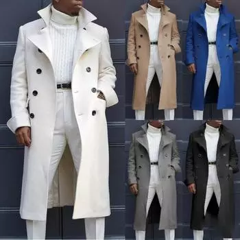Европа и США мода твидовое пальто осень Англия твид двубортный мужской длинный пиджак плюс размер XXXL белый