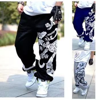 Европа и США Мужские уличные танцы хип-хоп спортивные брюки Tide размера плюс XXXL чёрный