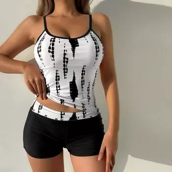 Европа и США Новые трусы-боксеры с высокой талией и жилетом Sling Vest, женские консервативные плавки S белый