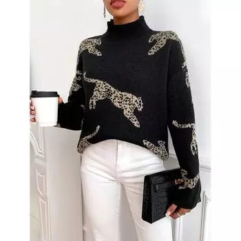 Европа и США Осенью и зимой плюшевые полувысокие женские модели свитера новый темперамент трикотажные топы Average size [85-120] чёрный