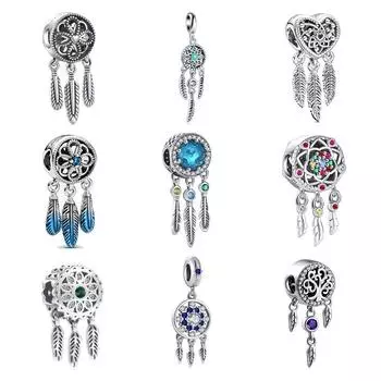 Европа, новинка, стерлингового серебра 925 пробы, сердце, ловец снов, подвески, бусины, подходят оригинальные модные браслеты, женские подвески, ювелирные изделия, амулет