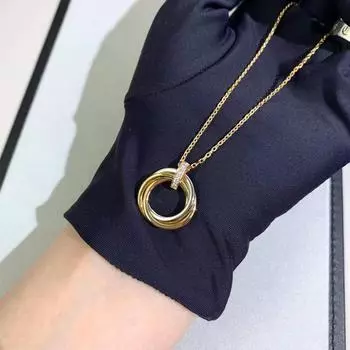 Европа Новое 925 пробы стерлингового серебра три кольца трехцветный кулон женское ожерелье модный бренд роскошный подарок ювелирные изделия для вечеринки 45cm