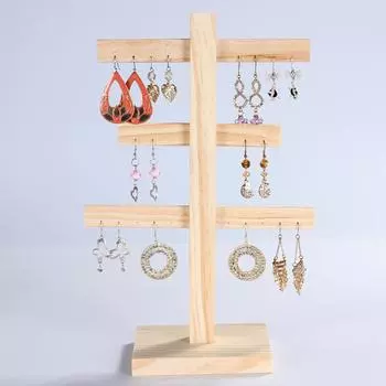 Европейская 4-слойная деревянная ювелирная башня с 24 отверстиями для витрины для сережек as described