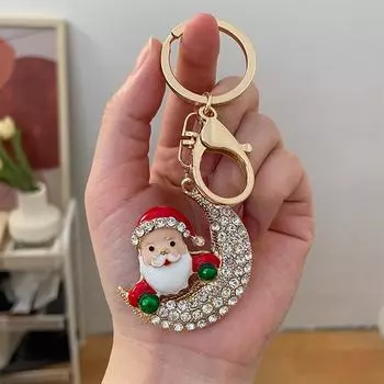 Европейская Американская Новая Мода Личность Креативные Бриллианты Санта Машина Брелки Подвеска Сплав Стразы Милая Женская Сумка Брелок 10 cm красный