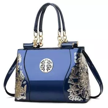 Европейская американская яркая кожаная женская сумка модная двухсторонняя вышивка женская сумка большой вместимости сумка-тоут сумка-мессенджер