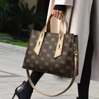 Европейская американская ретро-сумка для мамы, темперамент, большая большая сумка с высоким смыслом, модная сумка с буквенным принтом, большая вместительная сумка на одно плечо, подарок на женский день коричневый