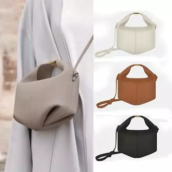 Европейская американская ретро женская сумка 2024 года, весна и лето, новая женская сумка-ведро, высококачественная сумка-тоут из искусственной кожи, можно носить через плечо и на одно плечо чёрный