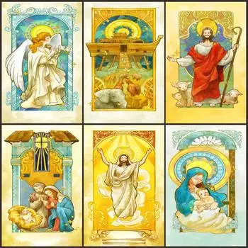 Европейская церковная художественная стеклянная пленка Пленки для витражей с изображением Иисуса Самоклеящиеся непрозрачные оконные пленки из ПВХ Наклейки для защиты конфиденциальности 40X120cm