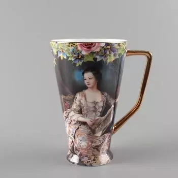 Европейская чашка для воды, кружка из костяного фарфора, большая емкость, ретро, креативная керамическая домашняя чашка для кофе, чая, кружки, кофейная кружка 570ML