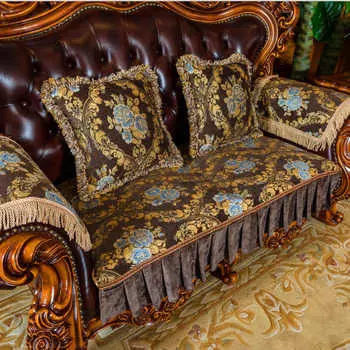 Европейская диванная подушка из высококачественной ткани шенилл с вышивкой Чехол для домашнего дивана Подушка для гостиной Противоскользящие чехлы для дивана 50x60