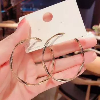 Европейская и американская атмосфера Металлические серьги Темперамент Большой круг Новая личность Универсальные сетчатые красные серьги