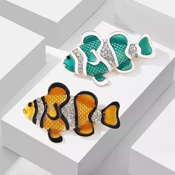 Европейская и американская брошь в виде морской тропической рыбы-клоуна, инкрустированная бриллиантами, для мужчин и женщин, симпатичная персонализированная булавка для аксессуаров к костюму