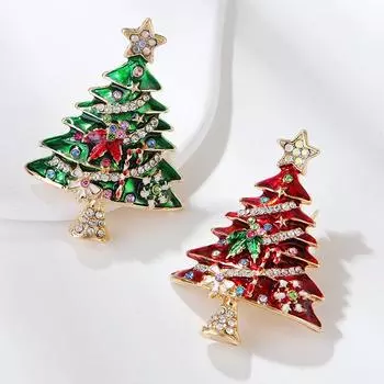 Европейская и американская брошь в виде рождественской елки, инкрустированная бриллиантами, женский стиль, креативный дизайн, красочные рождественские аксессуары для булавок, прилив