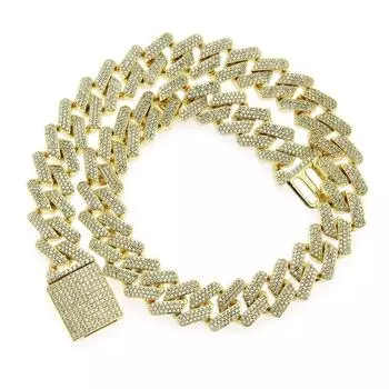 Европейская и американская цепочка со взрывами, медная инкрустация цирконом, мужское ожерелье в стиле хип-хоп, аксессуары 16inch