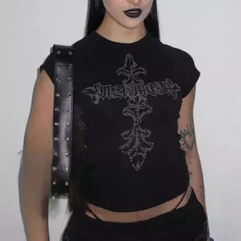 Европейская и американская готическая персонализированная уличная одежда Y2K S чёрный