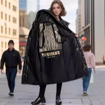 Европейская и американская хлопковая одежда специально разработана для длинной одежды с подкладкой, новой модной женской одежды высокого класса. M чёрный