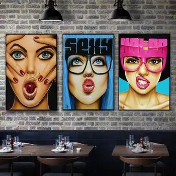 Европейская и американская картина с лицом на холсте, индивидуальные женские постеры с выражением, принты для гостиной, декора для бара, отеля, Cuadros 21cm30cm NoFrame