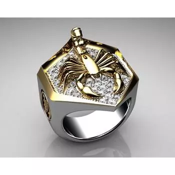 Европейская и американская креативная форма животного Скорпион, модная двухцветная сплавная точка с бриллиантами, хип-хоп одежда для рук No. 7