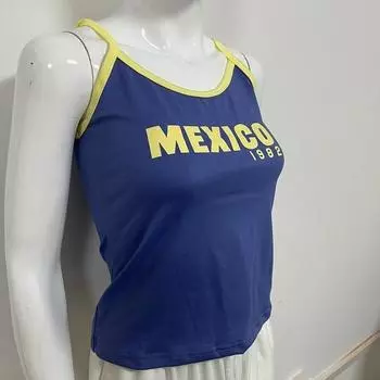 Европейская и американская летняя футболка Y2K с коротким облегающим синим топом и открытым пупком, сексуальная одежда на улице S королевский синий