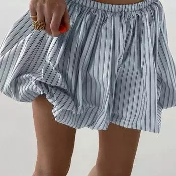 Европейская и американская летняя юбка Y2K в полоску с оборками по краю, женская модная облегающая мини-юбка с высокой талией S белый