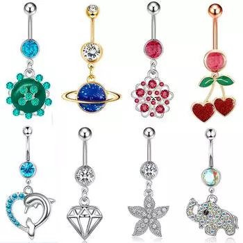 Европейская и американская личность, новые украшения для пирсинга, Голубая планета, персиковое сердце, кольцо в пупке, ноготь для пупка, танец живота, ночной клуб, пупок