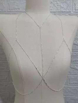 Европейская и американская металлическая плетеная цепь для бикини: Сексуальные пляжные и клубные украшения на талию и грудь