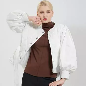 Европейская и американская мода 2024 зима новый дизайн кокона смысл небольшой аромат белый знаменитость темперамент пуховик женское пальто S белый