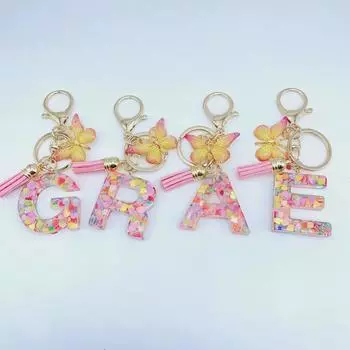 Европейская и американская мода брелок с инициалом «Бабочка» и пайетками