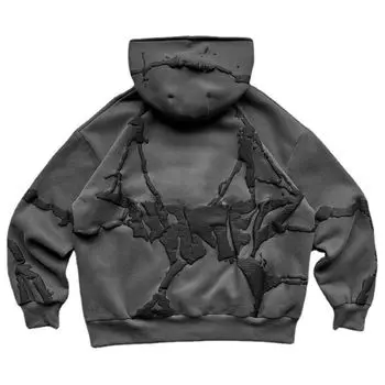 Европейская и американская мода Ins персонализированный уличный принт толстовка кардиган Y2K хип-хоп ниша повседневная куртка на молнии мужские и женские топы S серый