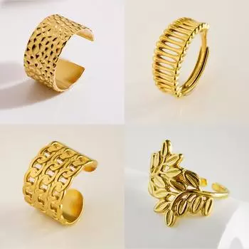 Европейская и американская мода Instagram кольцо из нержавеющей стали женское ретро популярное геометрическое отверстие регулировка титановая сталь R