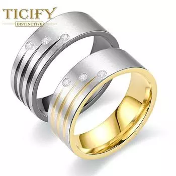 Европейская и американская мода из титановой стали, кольцо для пары, темпераментное кольцо с цирконом 6 золотой