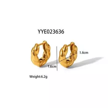 Европейская и американская мода Легкая роскошь Серьги-кольца из витой проволоки - Нержавеющая сталь, Высококлассные, Универсальный дизайн с застежкой-клипсой, Корейский стиль.