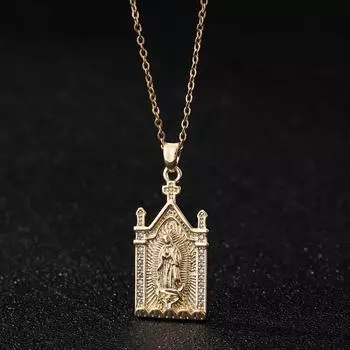 Европейская и американская мода Микроинкрустация Цветной циркон Подвеска Женские украшения Ожерелье Девы Марии