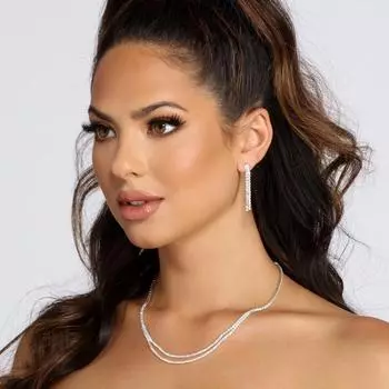 Европейская и американская мода многослойное колье со стразами серебряный